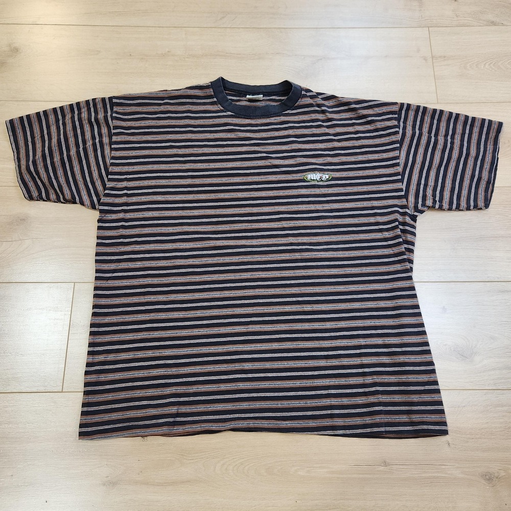 Vintage More Core Division Shirt Mens XL Striped MCD Logo Tee USA Y2K Skate 90s